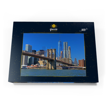 Blick zur Brooklyn Bridge mit One World Trade Center, Manhattan, New York City, USA 500 Puzzle Schachtel Ansicht3