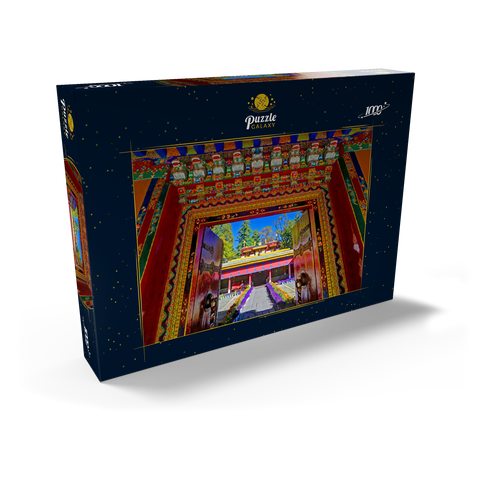 Verziertes Eingangstor zum Park der Sommerresidenz des Dalai Lamas, Norbulingka, Lhasa, Tibet 1000 Puzzle Schachtel Ansicht2