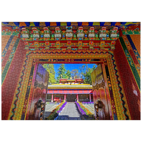 Darstellung des Puzzle-Motivs Verziertes Eingangstor zum Park der Sommerresidenz des Dalai Lamas, Tibet – Puzzleteile: 1000