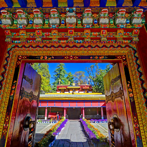 Verziertes Eingangstor zum Park der Sommerresidenz des Dalai Lamas, Norbulingka, Lhasa, Tibet 1000 Puzzle 3D Modell