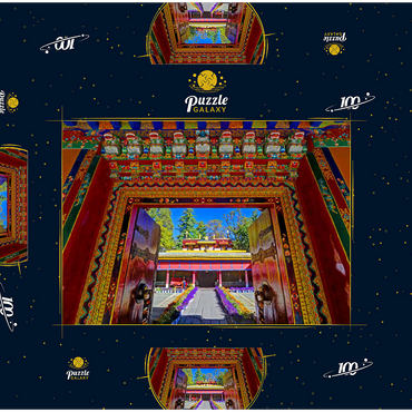 Verziertes Eingangstor zum Park der Sommerresidenz des Dalai Lamas, Norbulingka, Lhasa, Tibet 100 Puzzle Schachtel 3D Modell