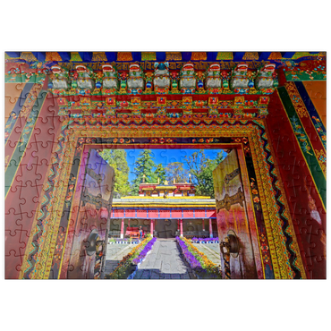 puzzleplate Verziertes Eingangstor zum Park der Sommerresidenz des Dalai Lamas, Norbulingka, Lhasa, Tibet 200 Puzzle