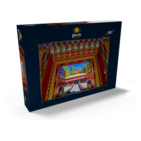 Verziertes Eingangstor zum Park der Sommerresidenz des Dalai Lamas, Norbulingka, Lhasa, Tibet 500 Puzzle Schachtel Ansicht2