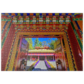 Darstellung des Puzzle Motivs Verziertes Eingangstor zum Park der Sommerresidenz des Dalai Lamas, Tibet - Puzzleteile: 500