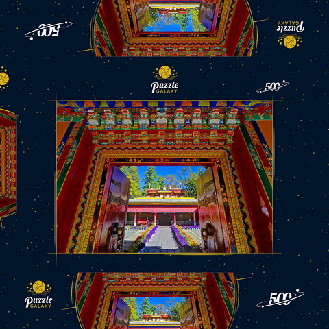 Verziertes Eingangstor zum Park der Sommerresidenz des Dalai Lamas, Norbulingka, Lhasa, Tibet 500 Puzzle Schachtel 3D Modell