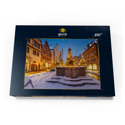 Weihnachtlich geschmückter Brunnen in der Herrngasse, Rothenburg ob der Tauber 1000 Puzzle Schachtel Ansicht3