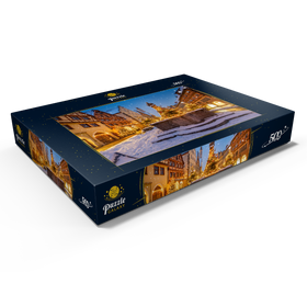 Darstellung des Puzzle Motivs Weihnachtlich geschmückter Brunnen in der Herrngasse, Rothenburg ob der Tauber - Puzzleteile: 500