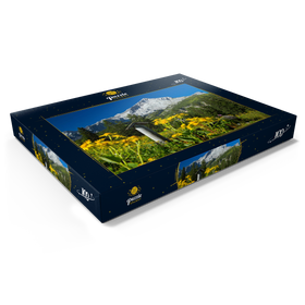 Darstellung des Puzzle Motivs Brunnen am Kreuzeck mit Alpspitze (2628m), Garmisch-Partenkirchen, Oberbayern - Puzzleteile: 100