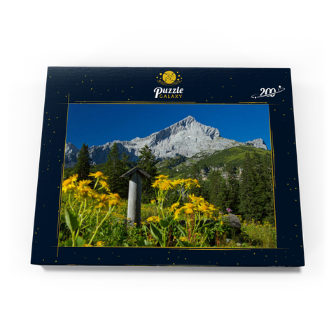 Brunnen am Kreuzeck mit Alpspitze (2628m), Garmisch-Partenkirchen, Oberbayern 200 Puzzle Schachtel Ansicht3