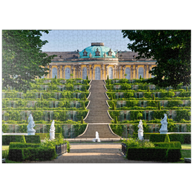 Darstellung des Puzzle-Motivs Schloss Sanssouci mit den Weinbergterrassen im Park, Potsdam – Puzzleteile: 1000