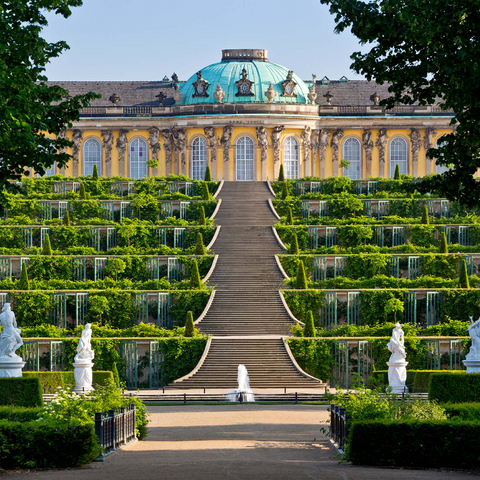 Schloss Sanssouci mit den Weinbergterrassen im Park, Potsdam 1000 Puzzle 3D Modell