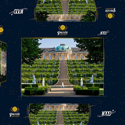 Schloss Sanssouci mit den Weinbergterrassen im Park, Potsdam 1000 Puzzle Schachtel 3D Modell