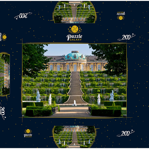 Schloss Sanssouci mit den Weinbergterrassen im Park, Potsdam 200 Puzzle Schachtel 3D Modell