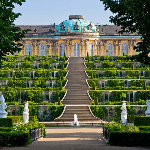 Schloss Sanssouci mit den Weinbergterrassen im Park, Potsdam 500 Puzzle 3D Modell