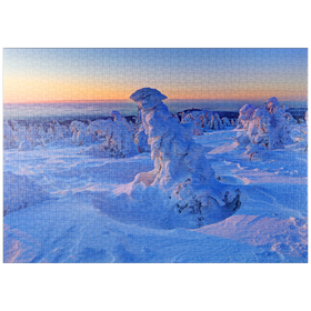 Darstellung des Puzzle-Motivs Winter am Gipfel des Brocken (1142m), Harz, Sachsen-Anhalt, Deutschland – Puzzleteile: 1000