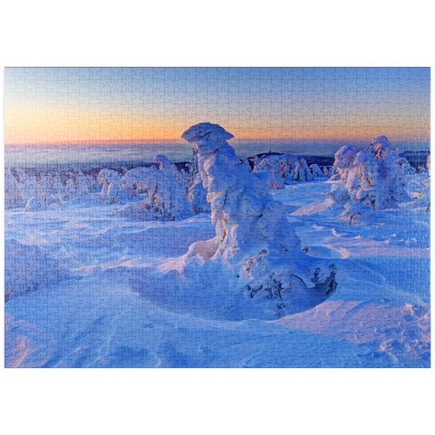 puzzleplate Winter am Gipfel des Brocken (1142m), Harz, Sachsen-Anhalt, Deutschland 1000 Puzzle