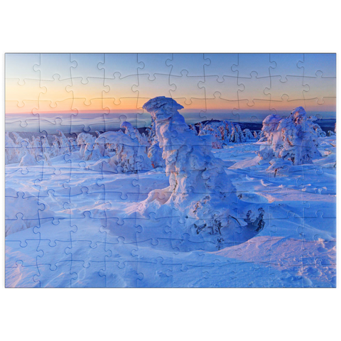 puzzleplate Winter am Gipfel des Brocken (1142m), Harz, Sachsen-Anhalt, Deutschland 100 Puzzle