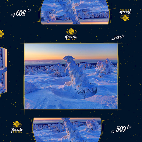 Winter am Gipfel des Brocken (1142m), Harz, Sachsen-Anhalt, Deutschland 500 Puzzle Schachtel 3D Modell