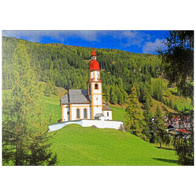 Darstellung des Puzzle-Motivs Bergkirche in Obernberg am Brenner, Tirol, Österreich – Puzzleteile: 1000