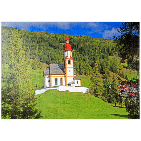 puzzleplate Bergkirche in Obernberg am Brenner, Tirol, Österreich 1000 Puzzle