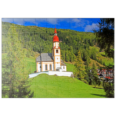 puzzleplate Bergkirche in Obernberg am Brenner, Tirol, Österreich 100 Puzzle
