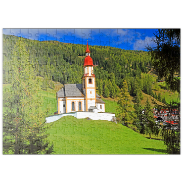 puzzleplate Bergkirche in Obernberg am Brenner, Tirol, Österreich 200 Puzzle