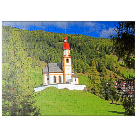 puzzleplate Bergkirche in Obernberg am Brenner, Tirol, Österreich 200 Puzzle