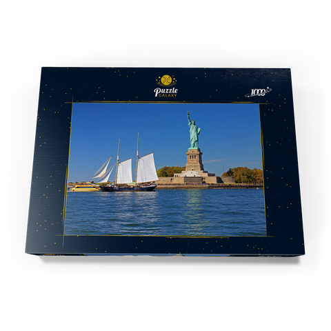 Segelschiff mit der Freiheitsstatue, Liberty Island, New York City, USA 1000 Puzzle Schachtel Ansicht3