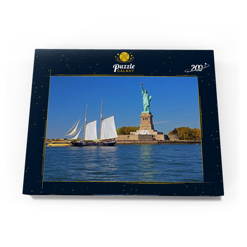 Segelschiff mit der Freiheitsstatue, Liberty Island, New York City, USA 200 Puzzle Schachtel Ansicht3