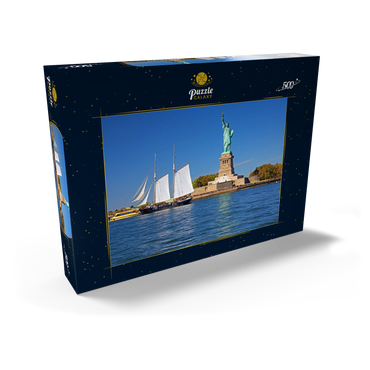 Segelschiff mit der Freiheitsstatue, Liberty Island, New York City, USA 500 Puzzle Schachtel Ansicht2