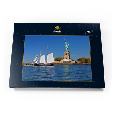 Segelschiff mit der Freiheitsstatue, Liberty Island, New York City, USA 500 Puzzle Schachtel Ansicht3
