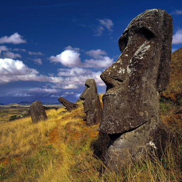 Moai Figuren am Krater Rano Raraku, Osterinsel, Chile 1000 Puzzle 3D Modell