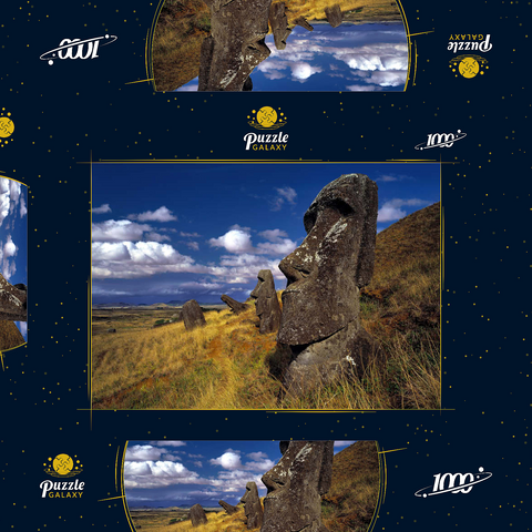 Moai Figuren am Krater Rano Raraku, Osterinsel, Chile 1000 Puzzle Schachtel 3D Modell