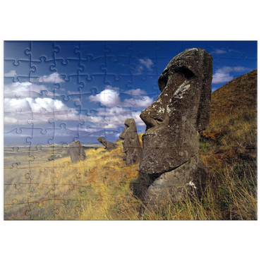 puzzleplate Moai Figuren am Krater Rano Raraku, Osterinsel, Chile 100 Puzzle