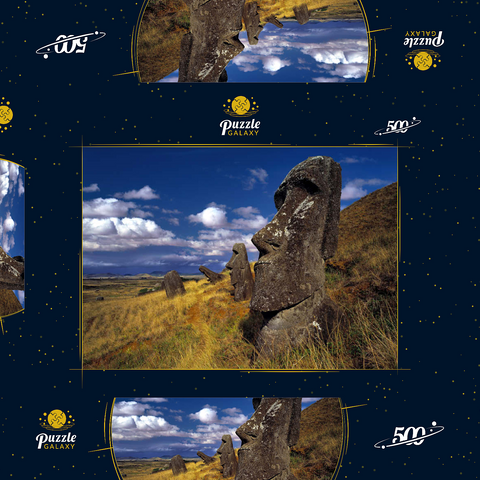 Moai Figuren am Krater Rano Raraku, Osterinsel, Chile 500 Puzzle Schachtel 3D Modell