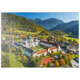 Darstellung des Puzzle Motivs Gemeinde Ettal mit dem Kloster Ettal - Puzzleteile: 100
