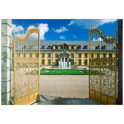 puzzleplate Goldenes Tor mit Galeriegebäude, Schlosspark Herrenhausen, Hannover 1000 Puzzle