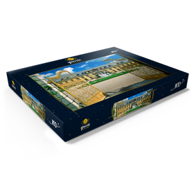 Darstellung des Puzzle Motivs Goldenes Tor mit Galeriegebäude, Schlosspark Herrenhausen, Hannover - Puzzleteile: 100