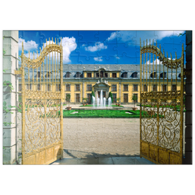 Darstellung des Puzzle Motivs Goldenes Tor mit Galeriegebäude, Schlosspark Herrenhausen, Hannover - Puzzleteile: 100
