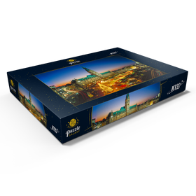 Darstellung des Puzzle Motivs Weihnachtsmarkt auf dem Rathausplatz mit Rathaus, Hamburg - Puzzleteile: 1000