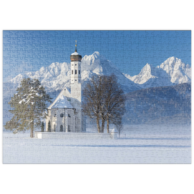 Darstellung des Puzzle Motivs Wallfahrtskirche St. Coloman bei Schwangau, Füssen im Ostallgäu - Puzzleteile: 500