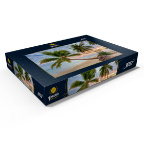 Alternative Darstellung des Puzzle-Motivs Palmenstrand am Hauru Point, Insel Moorea, Französisch Polynesien, Südsee – Puzzleteile: 1000