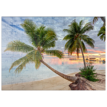 puzzleplate Palmenstrand am Hauru Point, Insel Moorea, Französisch Polynesien, Südsee 100 Puzzle