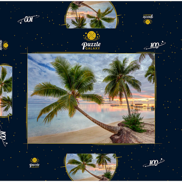 Palmenstrand am Hauru Point, Insel Moorea, Französisch Polynesien, Südsee 100 Puzzle Schachtel 3D Modell