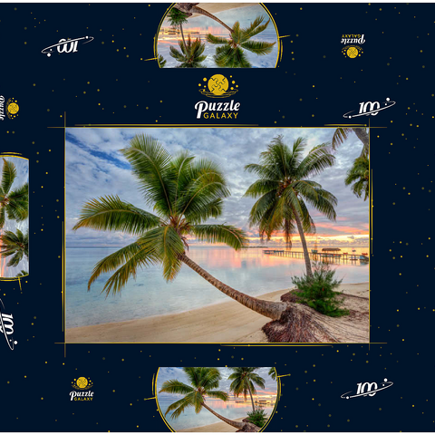 Palmenstrand am Hauru Point, Insel Moorea, Französisch Polynesien, Südsee 100 Puzzle Schachtel 3D Modell