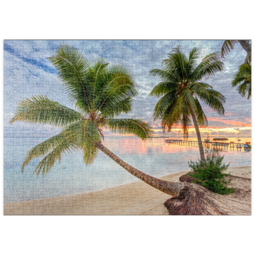 puzzleplate Palmenstrand am Hauru Point, Insel Moorea, Französisch Polynesien, Südsee 500 Puzzle