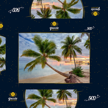 Palmenstrand am Hauru Point, Insel Moorea, Französisch Polynesien, Südsee 500 Puzzle Schachtel 3D Modell