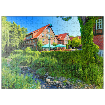 puzzleplate Speicherhäuser am Stadtstreek im Zentrum, Rotenburg (Wümme), Lüneburger Heide 200 Puzzle
