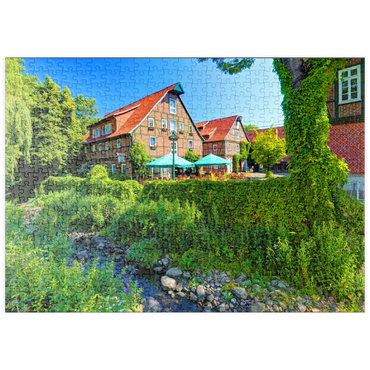puzzleplate Speicherhäuser am Stadtstreek im Zentrum, Rotenburg (Wümme), Lüneburger Heide 500 Puzzle