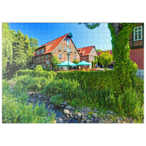 puzzleplate Speicherhäuser am Stadtstreek im Zentrum, Rotenburg (Wümme), Lüneburger Heide 500 Puzzle